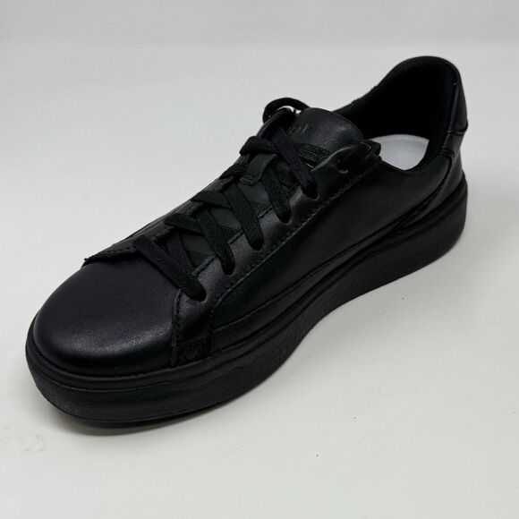 Kizik Vegas Sneakers Womens 7 Triple Black Leather Handsfree Lace Up Shoes - Picture 7 of 16